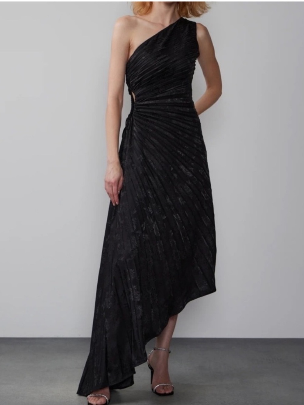 NWT New York & Company black  pleated one shoulder asymmetrical Dress